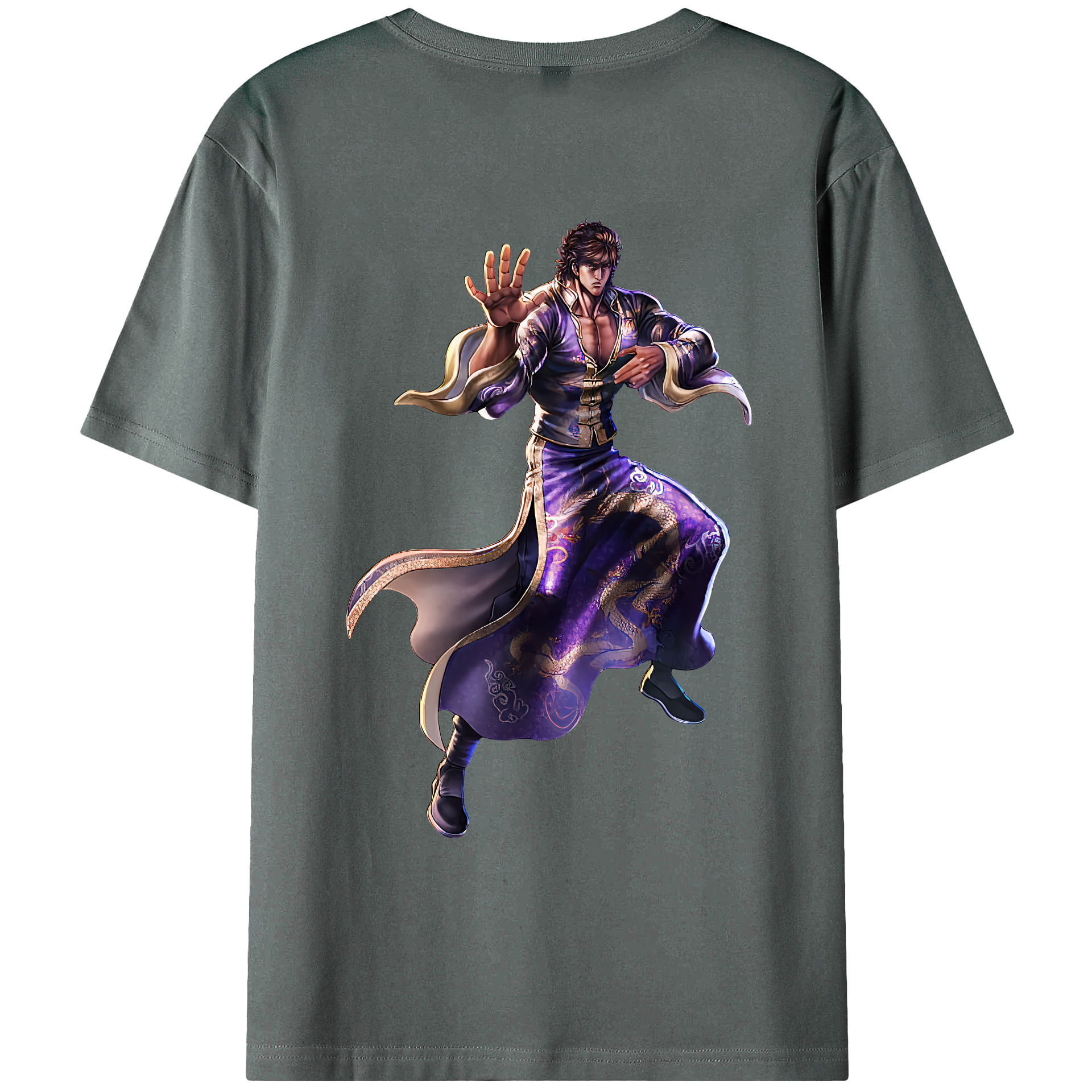 （画像用） 北斗の拳 Fist of the North Star 綿100％ メンズ半袖Tシャツ（バックプリント） 通気性
